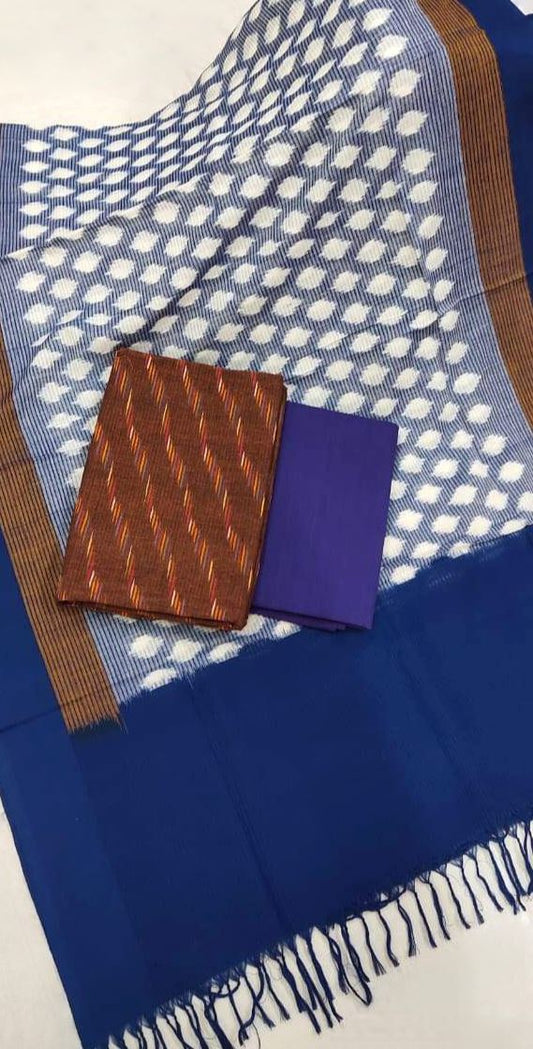 Double Ikat Mercerized Cotton Dress Material