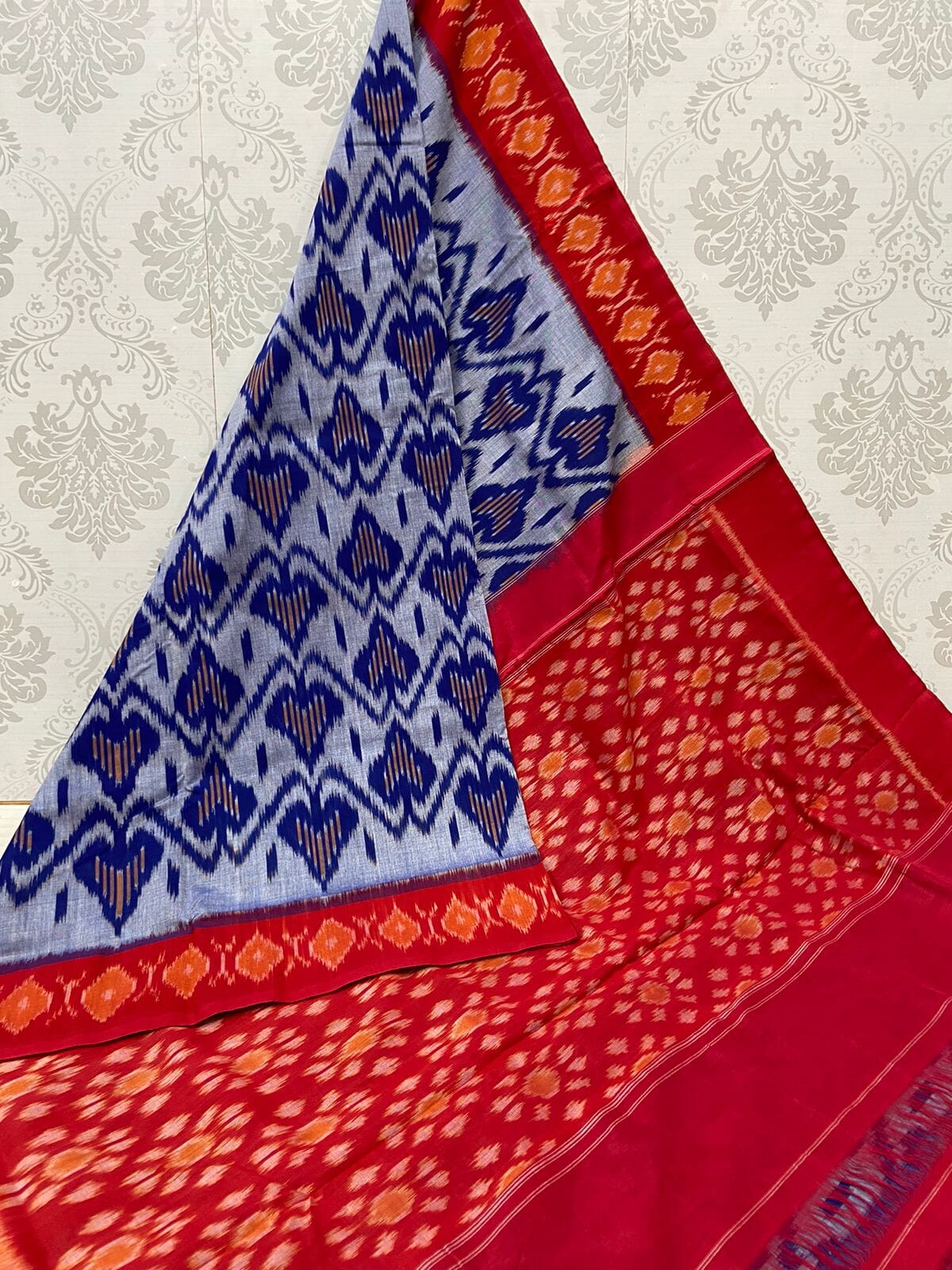 61 Double Ikat Mercerised Cotton Saree with Ikat Blouse – RKG SHOPPING