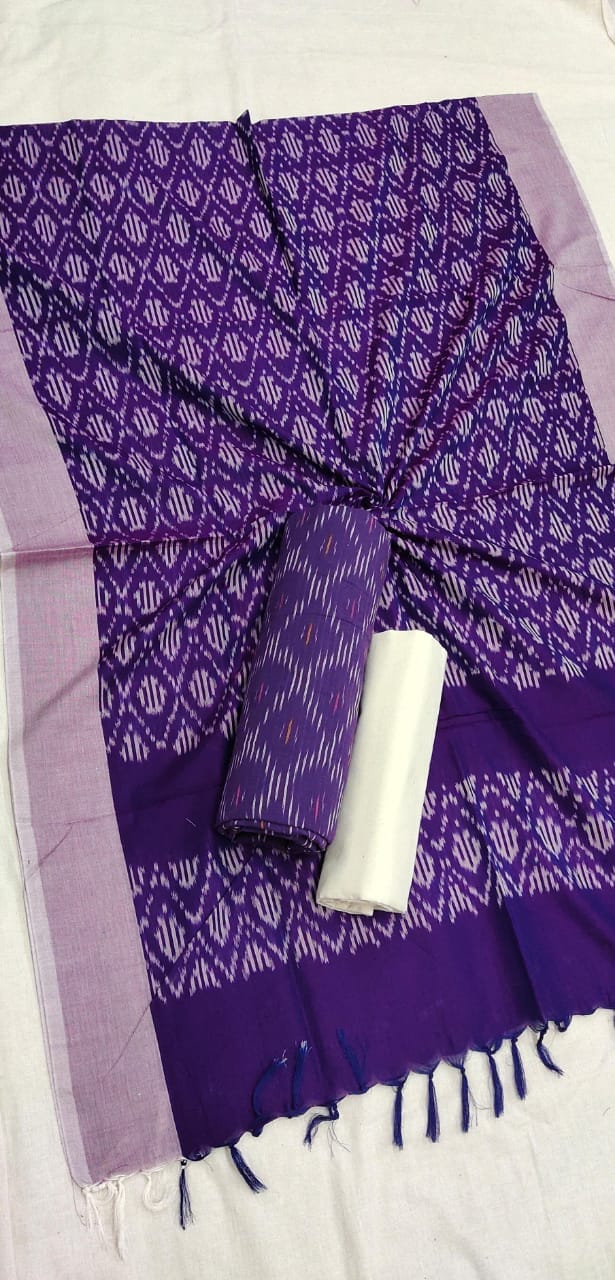Double Ikat Mercerized Cotton Dress Material