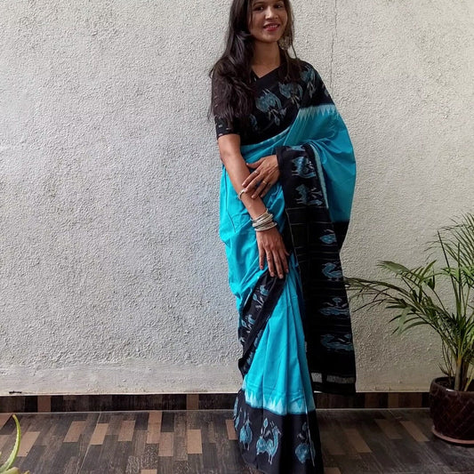 Double Ikat Mercerized Cotton Saree