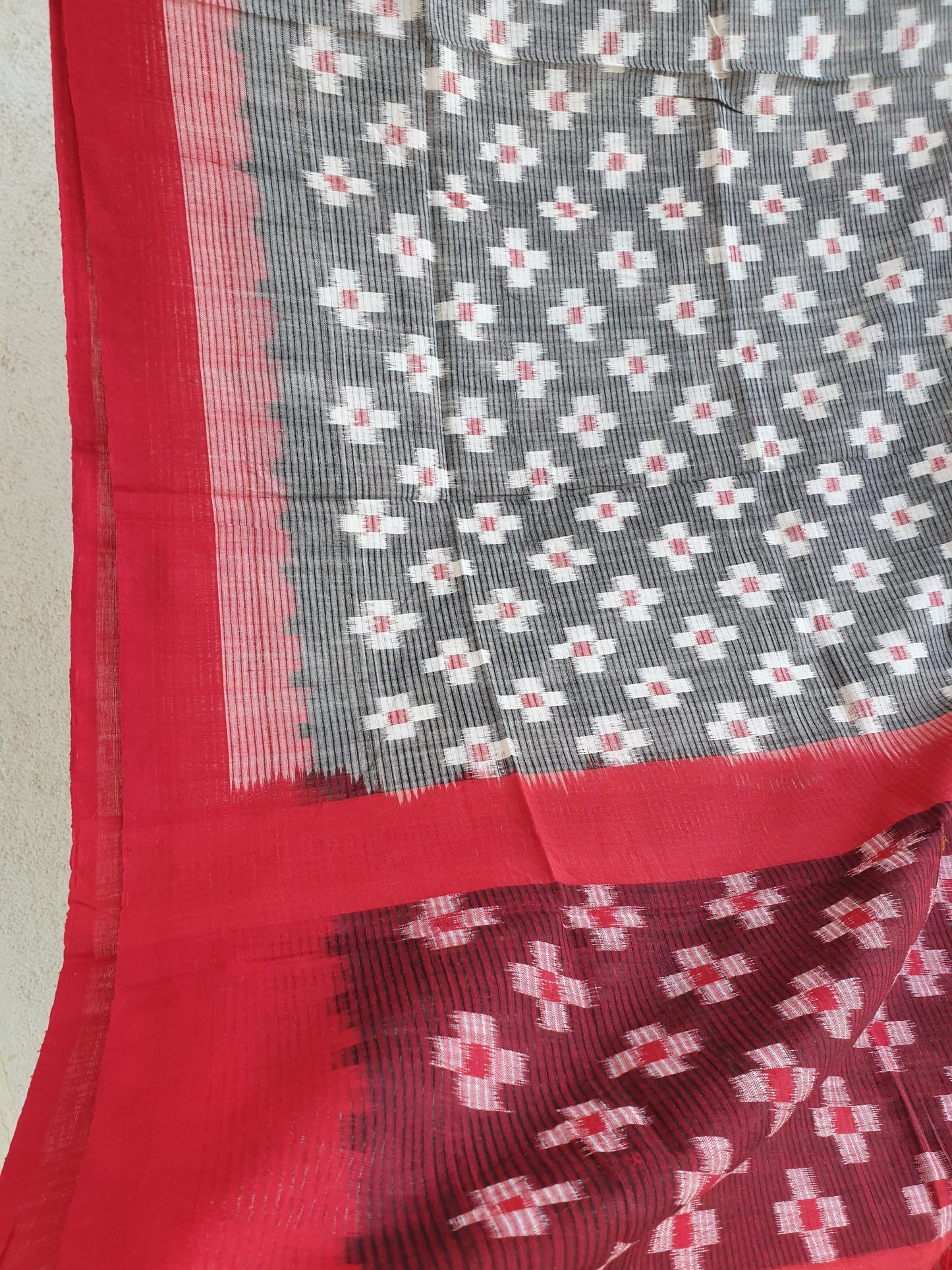 Double Ikat Missing Weave Cotton Dupatta