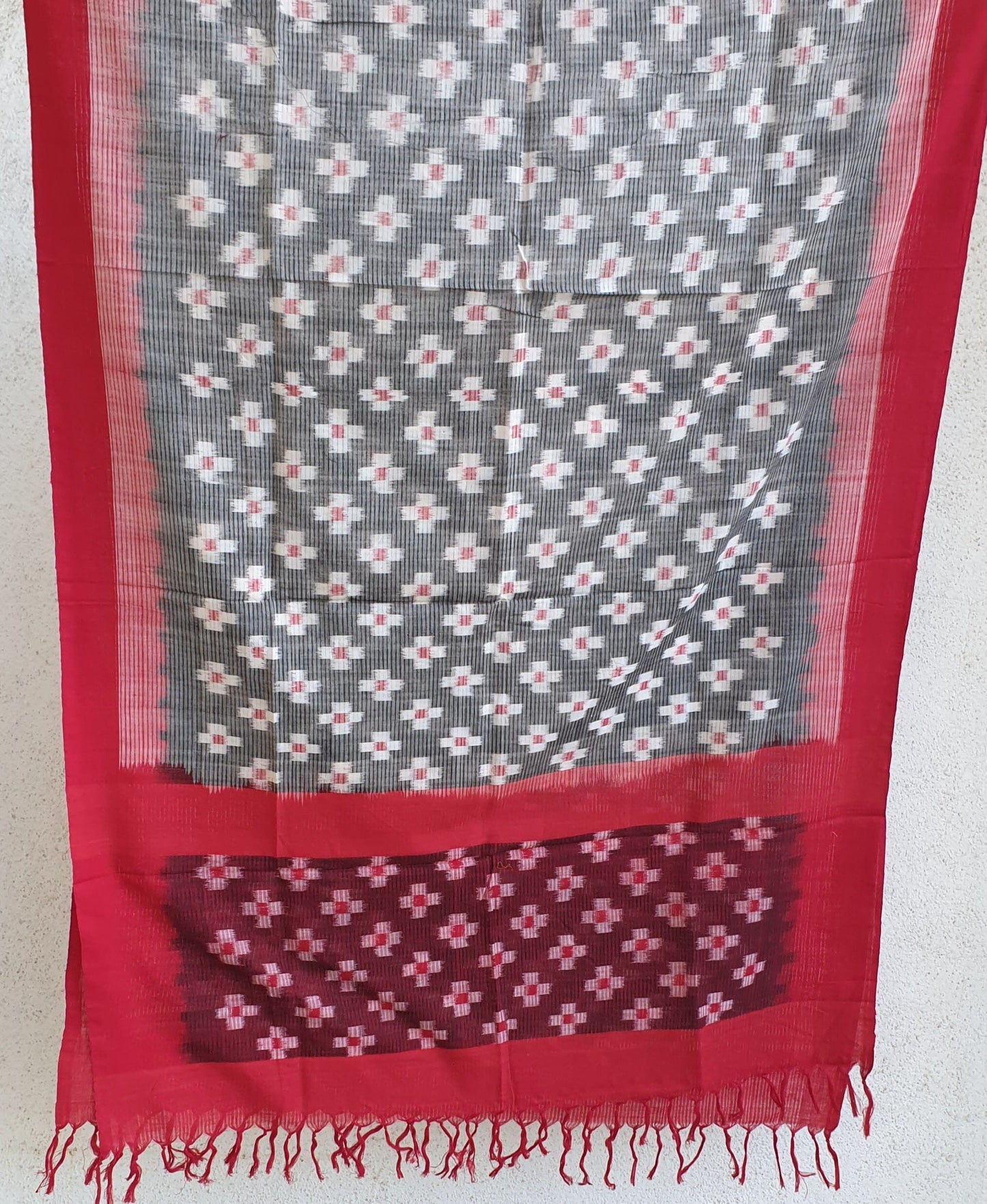 Double Ikat Missing Weave Cotton Dupatta