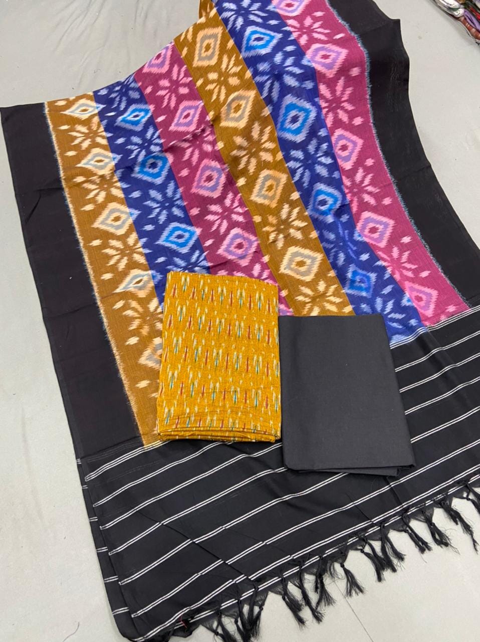 Double Ikat Mercerised Cotton dress material