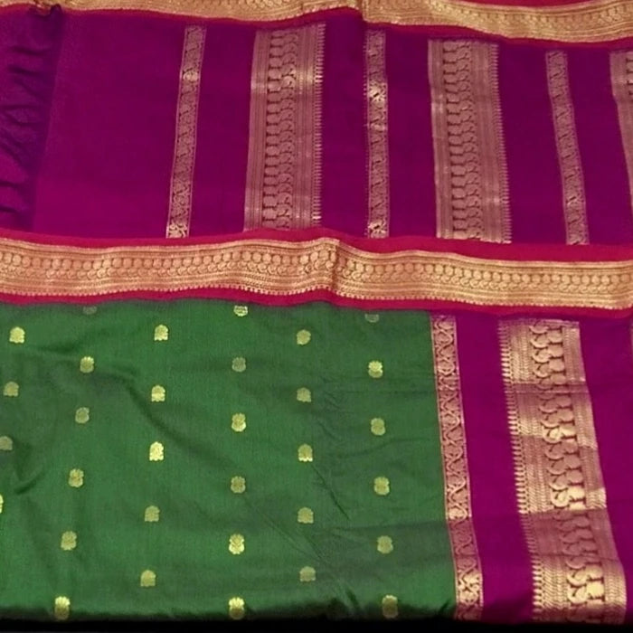 Gadhwal Cotton Saree with Contrast blouse