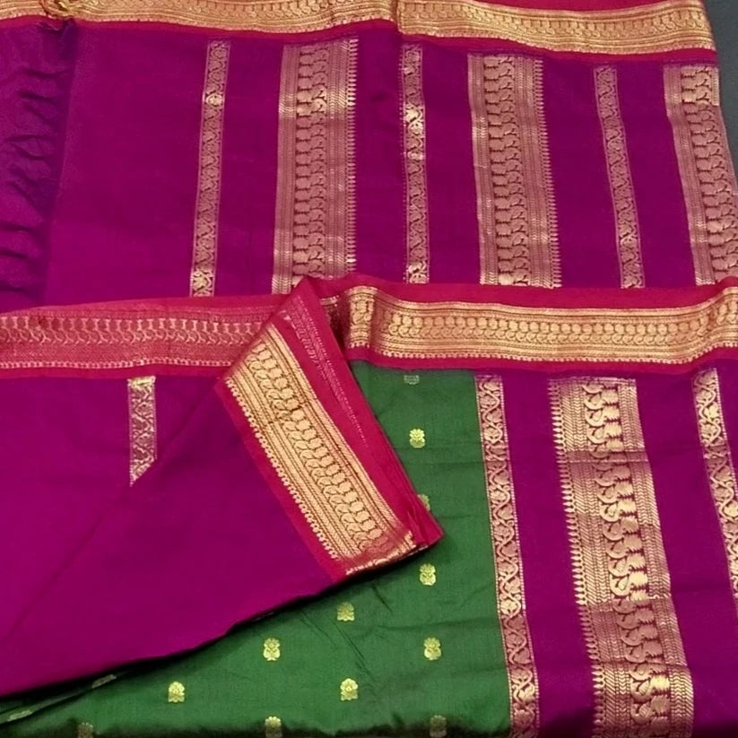 Gadhwal Cotton Saree with Contrast blouse