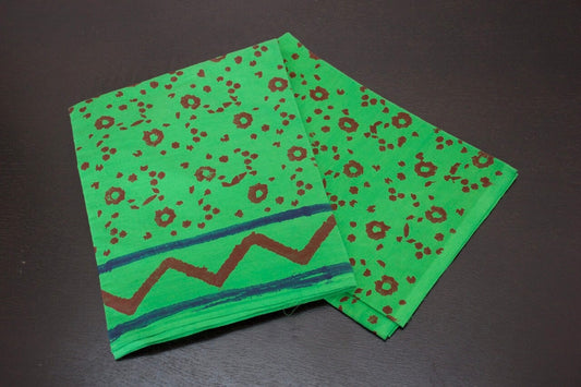 Green Cut Piece Cotton Fabrics - 2 meter