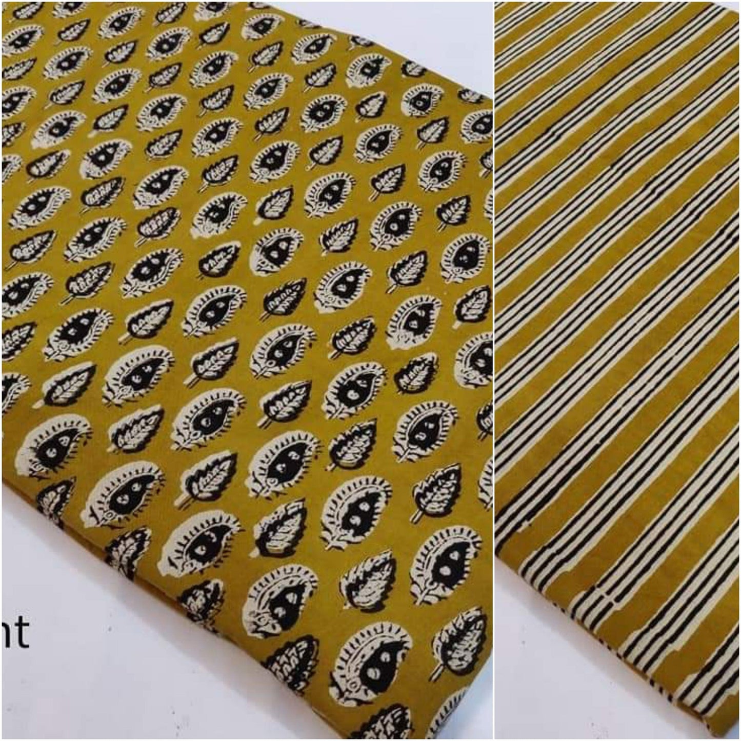 Hand Block Print Bagru Cotton Top Bottom Dress Material set
