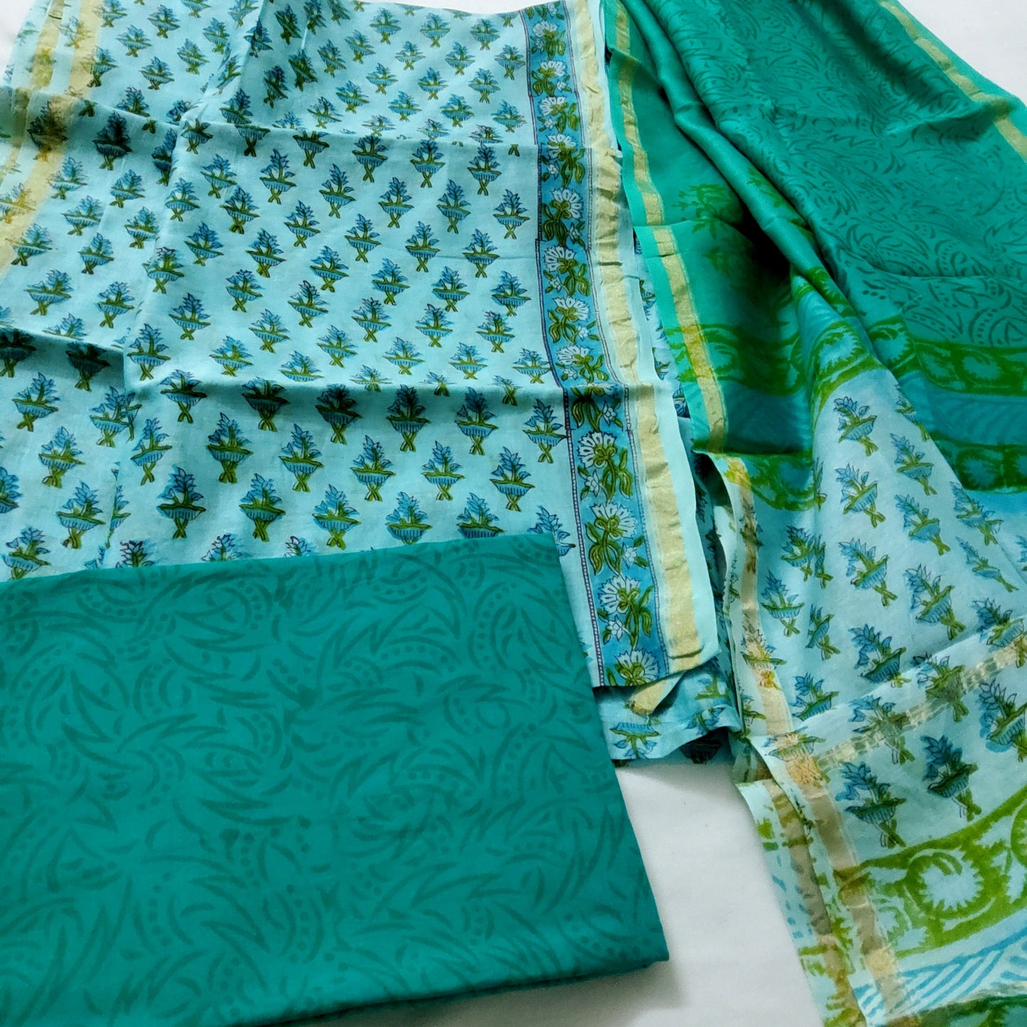Chanderi Bagru Block Print Dress Material
