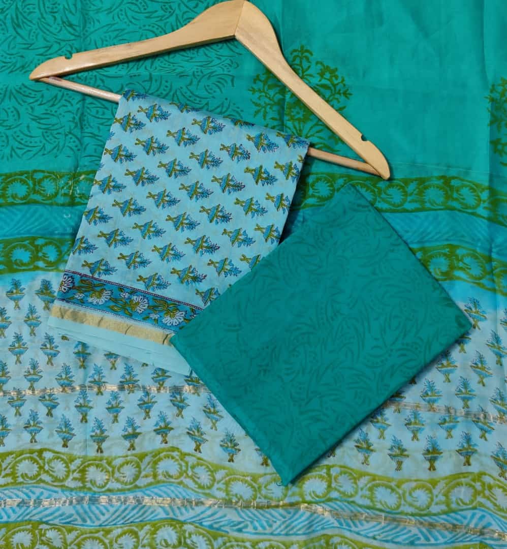 Chanderi Bagru Block Print Dress Material