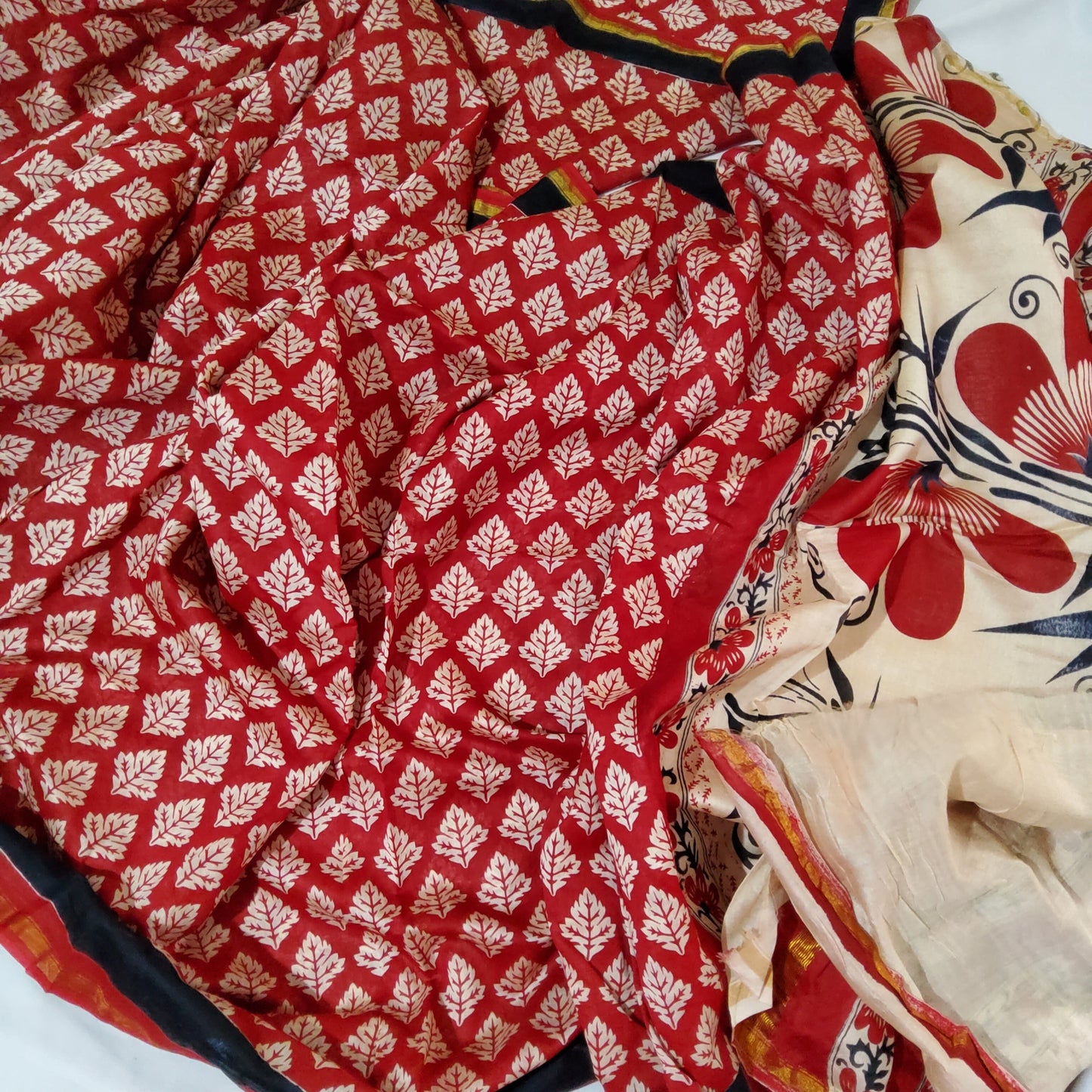 Hand BlockPrint Chanderi Silk Saree with Blouse