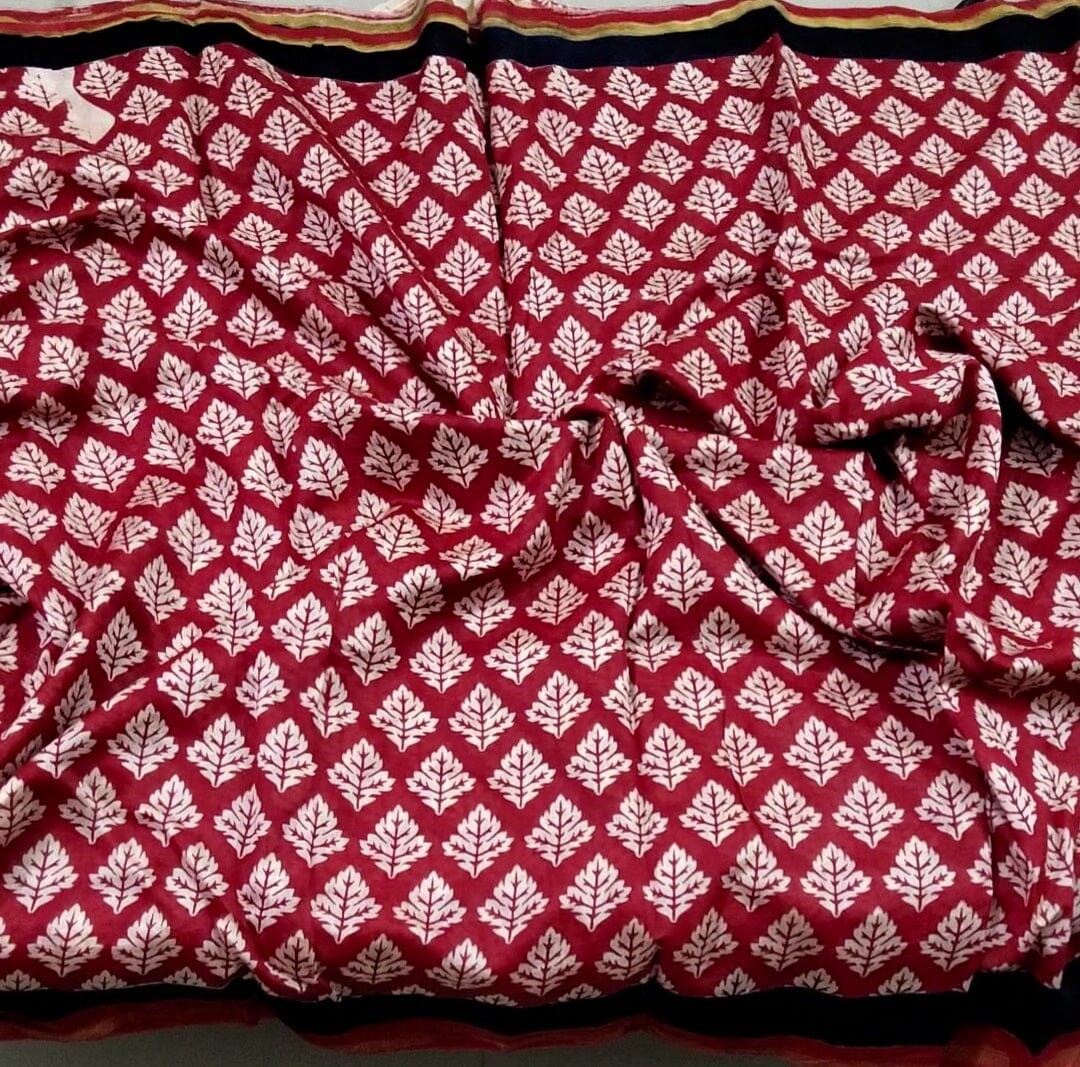 Hand Block Print Chanderi Saree with Blouse