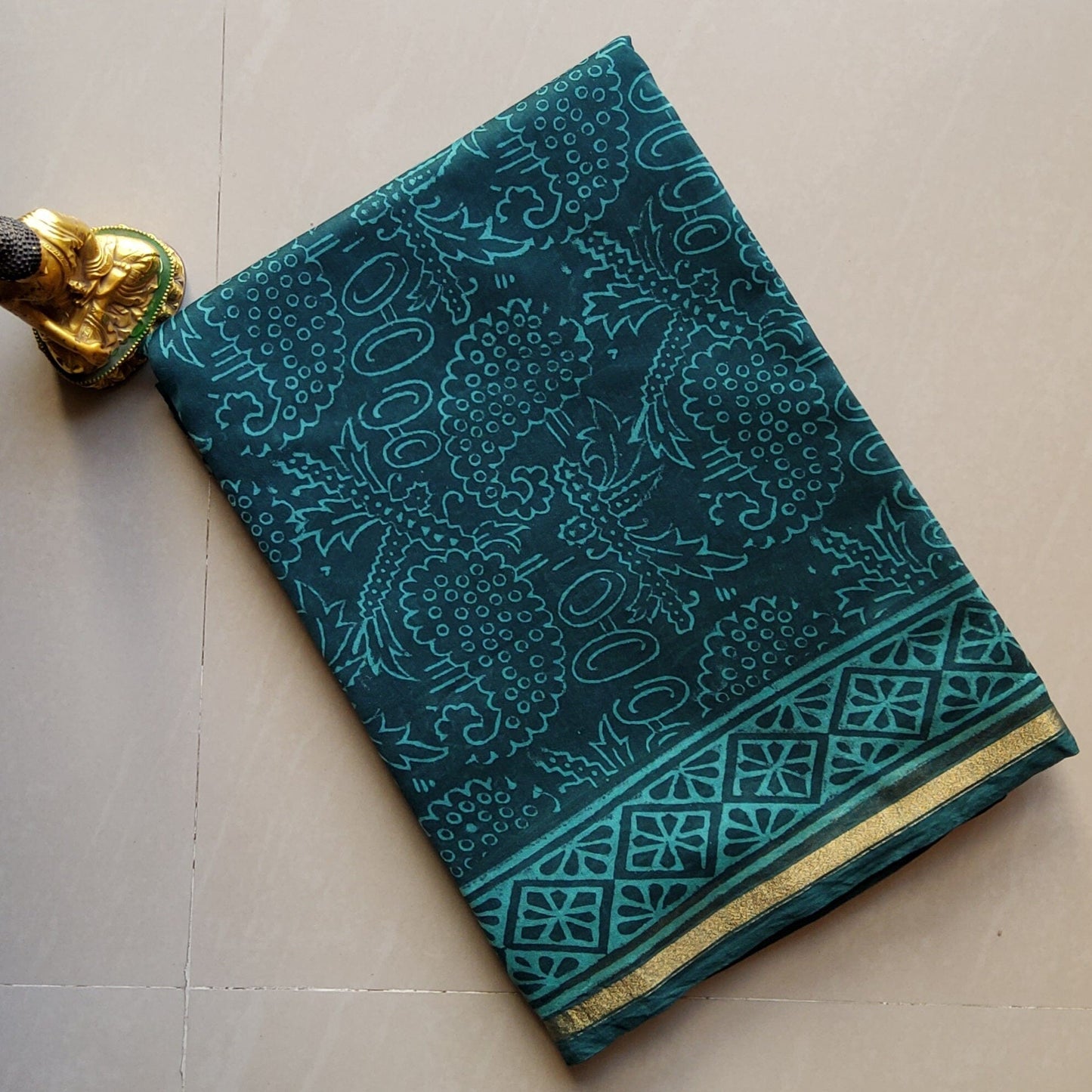 Hand Block Print Chanderi Saree