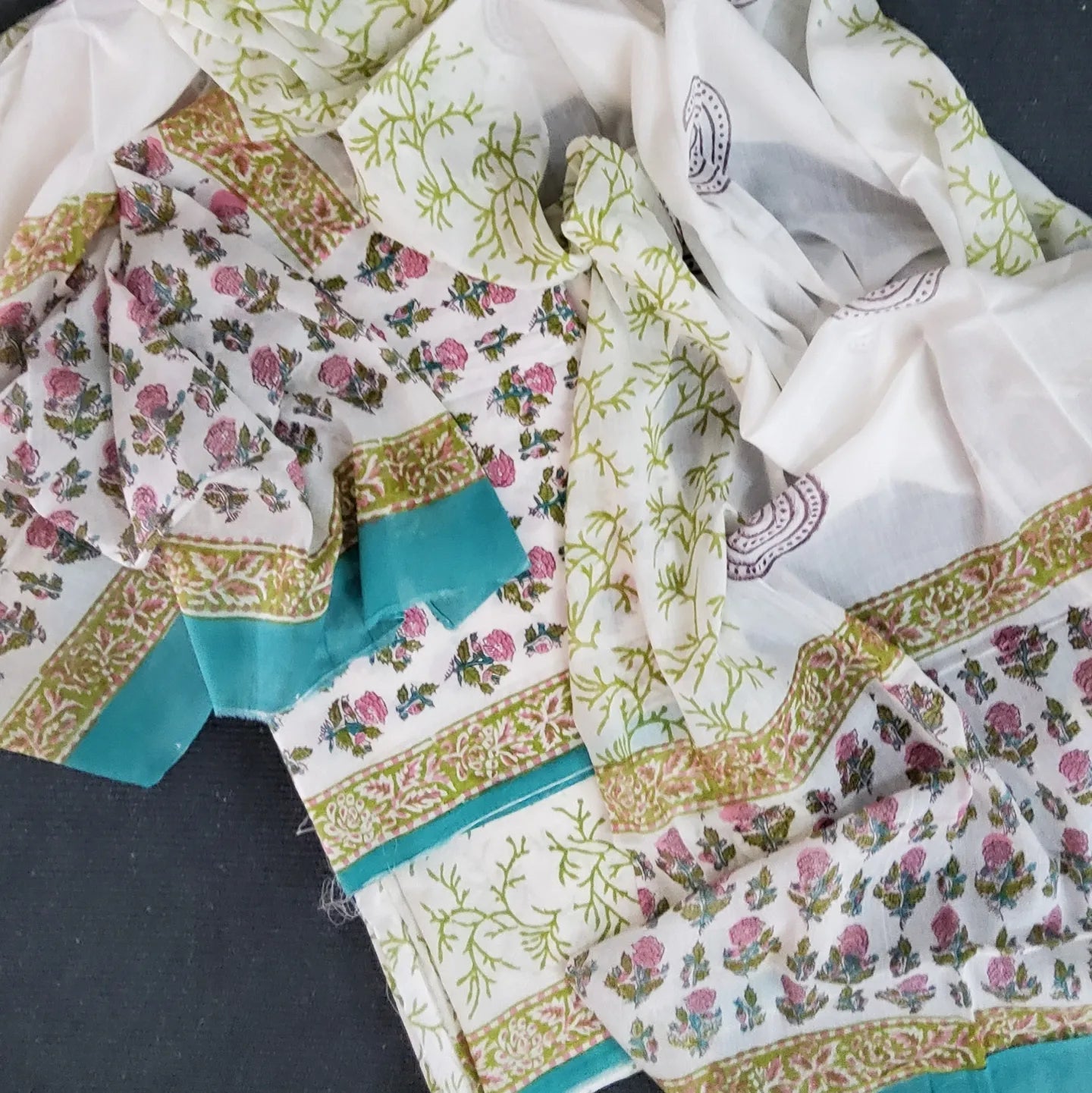 Hand Block Print Cotton Dress Material with Cotton Dupatta