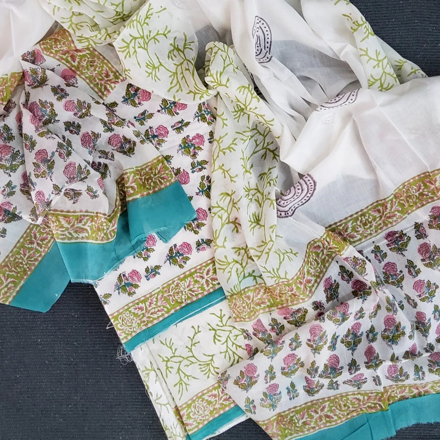 Hand Block Print Cotton Dress Material with Cotton Dupatta