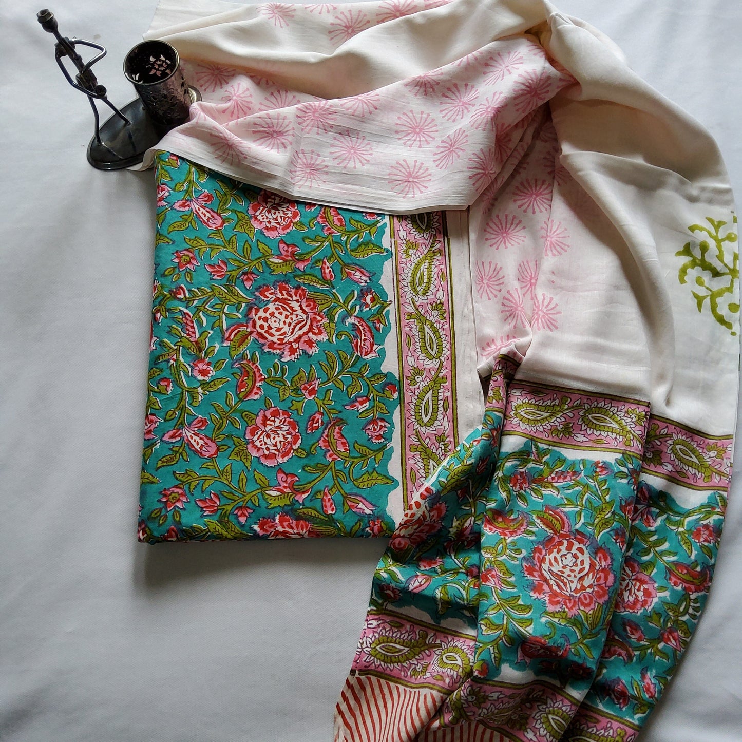 Hand Block Print Cotton Dress Material with Cotton Dupatta