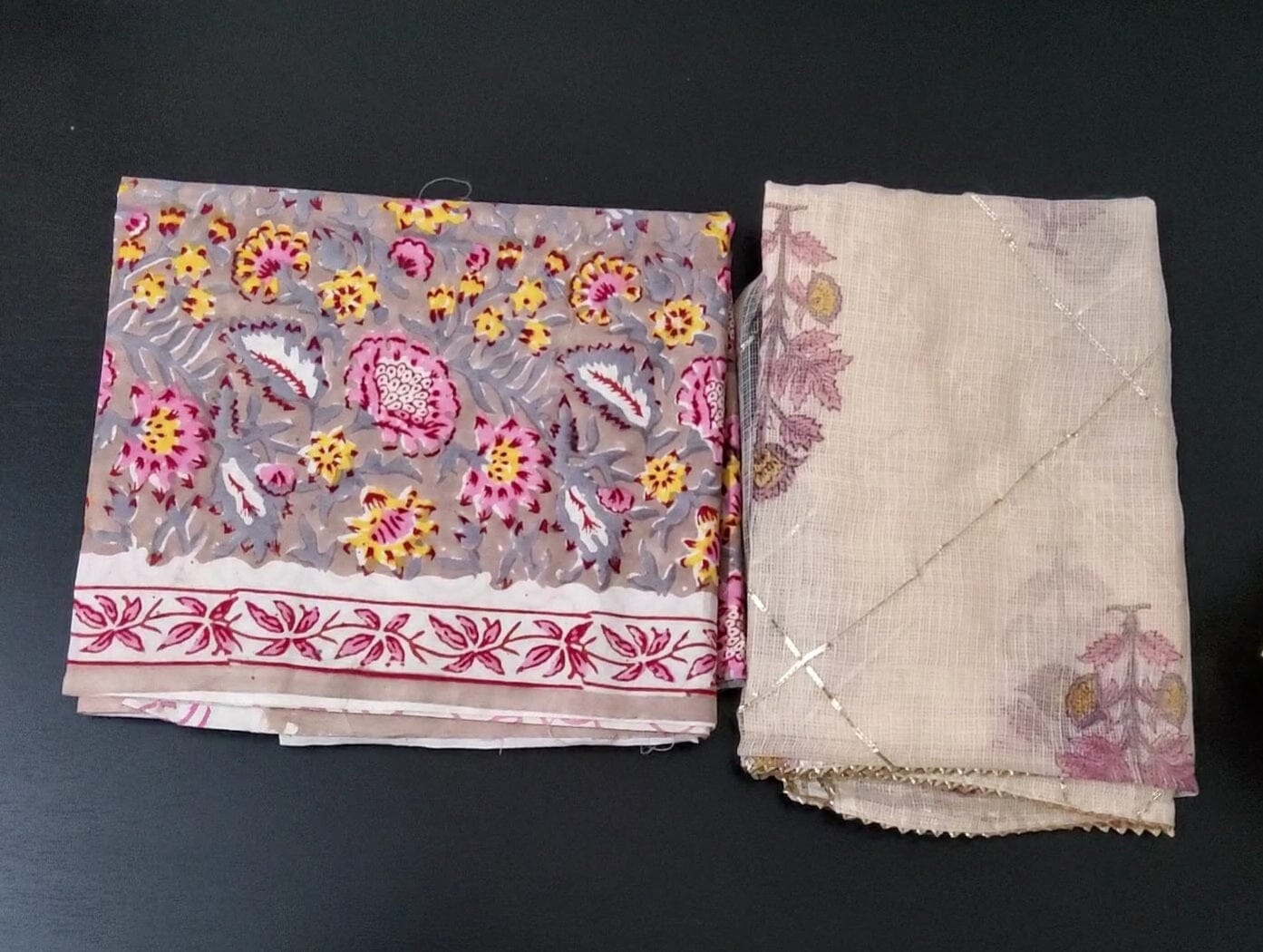 Bagru Printed Cotton Dress Material with Kota Doriya dupatta