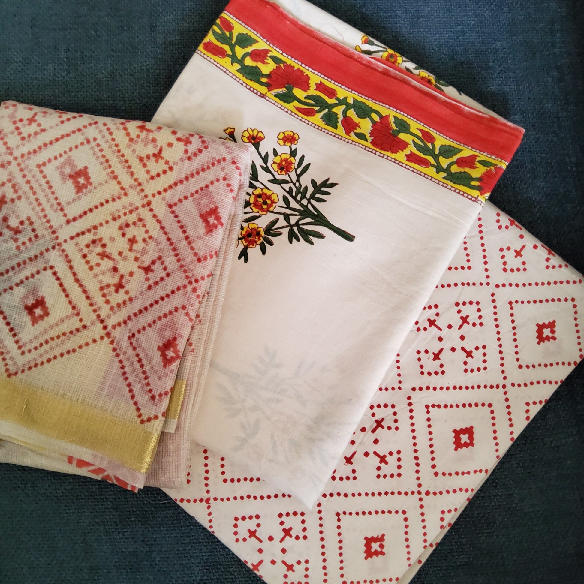 Bagru Printed Cotton Dress Material with Kota Silk Dupatta