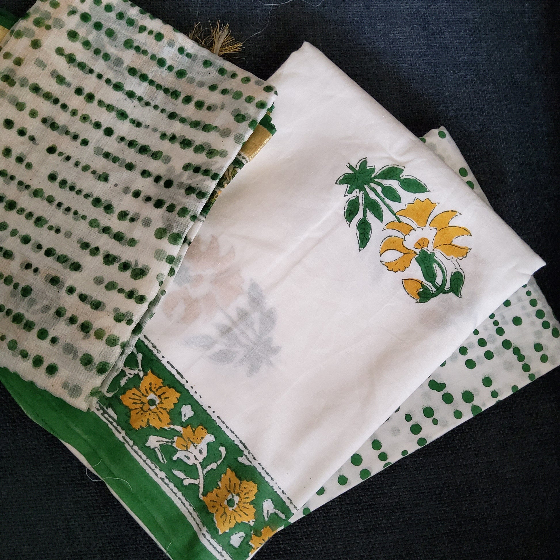 Bagru Printed Cotton Dress Material with Kota Silk Dupatta