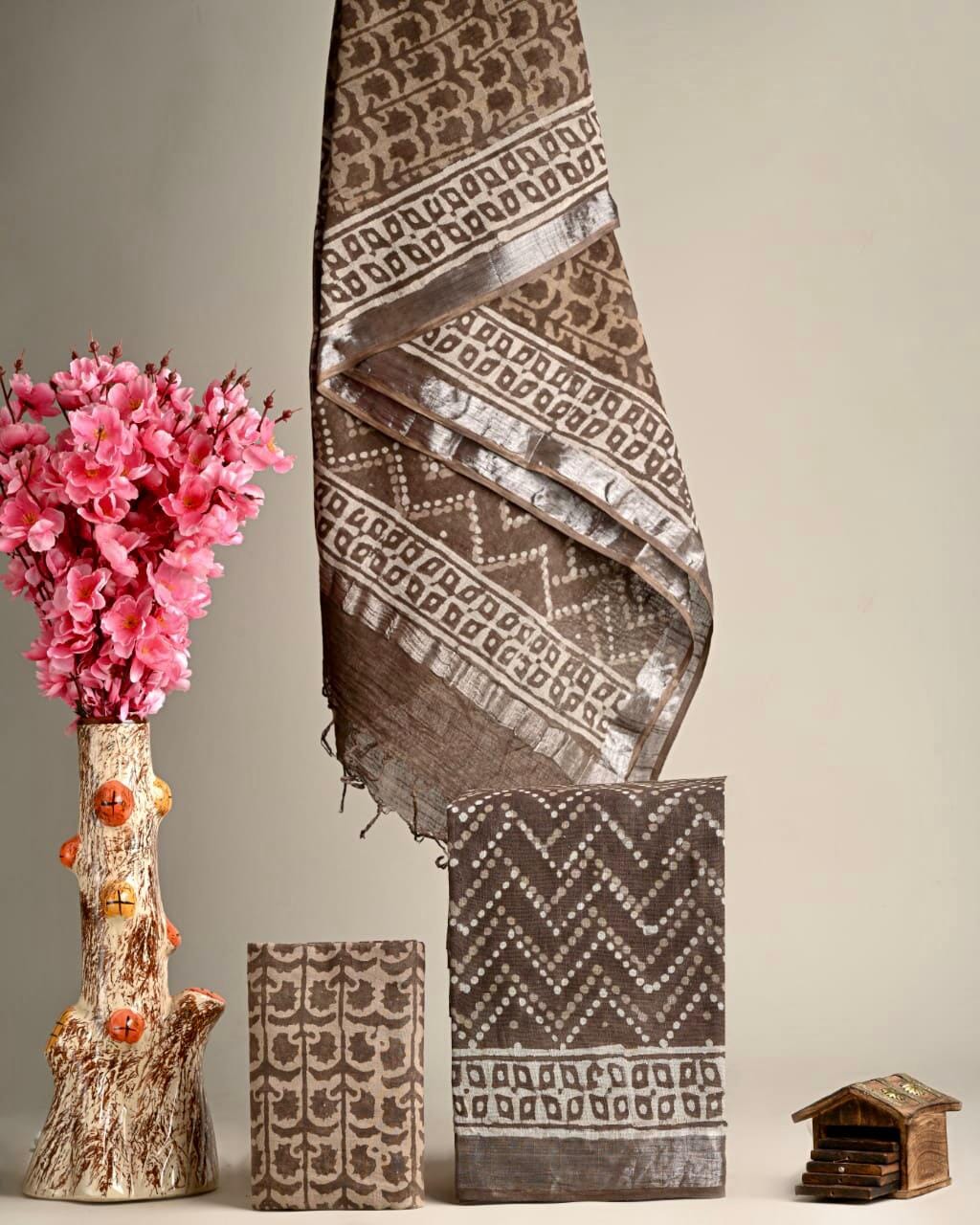 Slub Linen Hand BlockPrint Dress Material