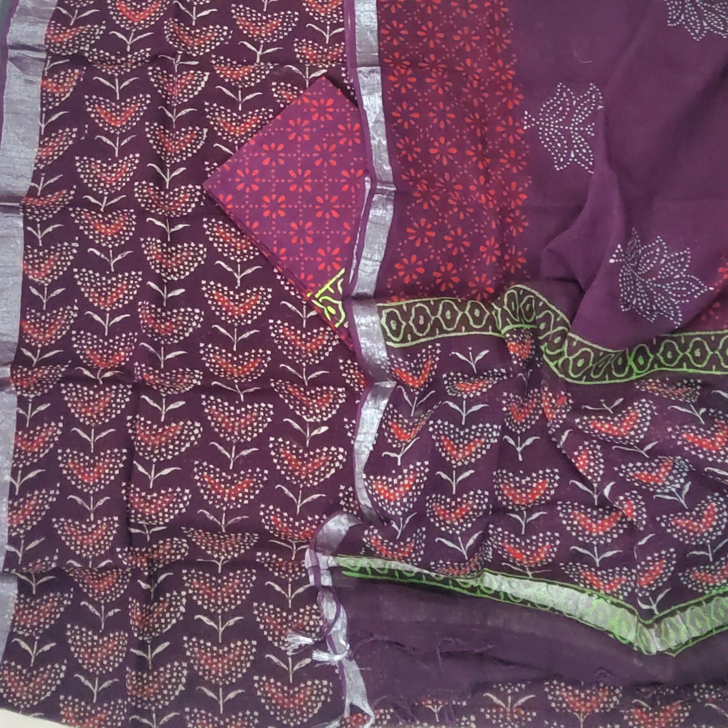 Hand Block Print Linen Cotton Dress Material