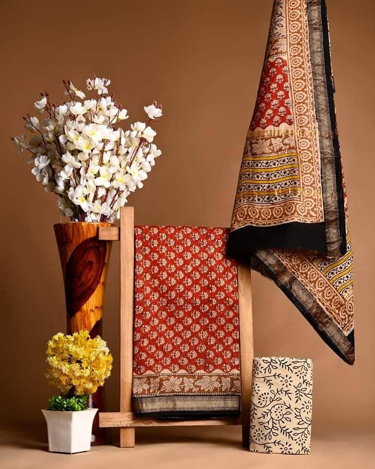 Hand Block Print Maheshwari Salwar Suit