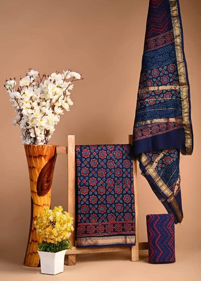 Hand Block Print Maheshwari Salwar Suit