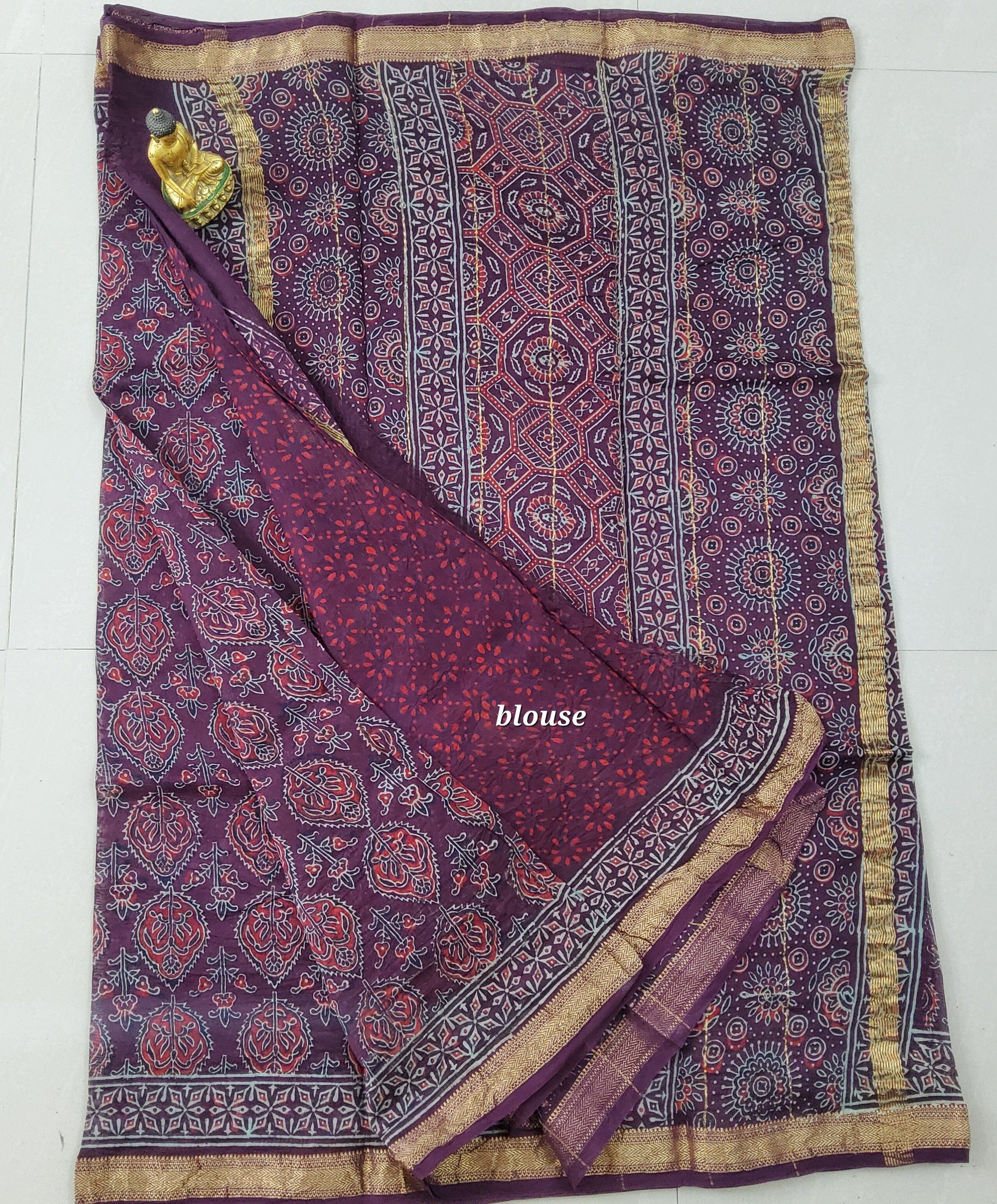 Maheshwari Silk Saree with Gold Border