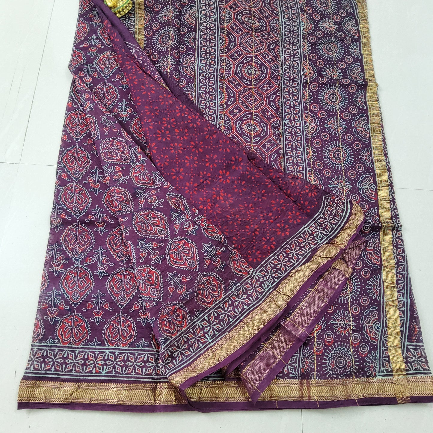 Maheshwari Silk Saree with Gold Border