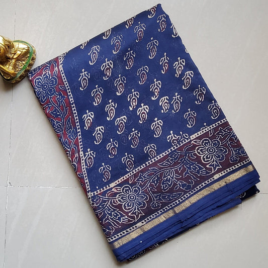 Hand Block Print Chanderi Saree