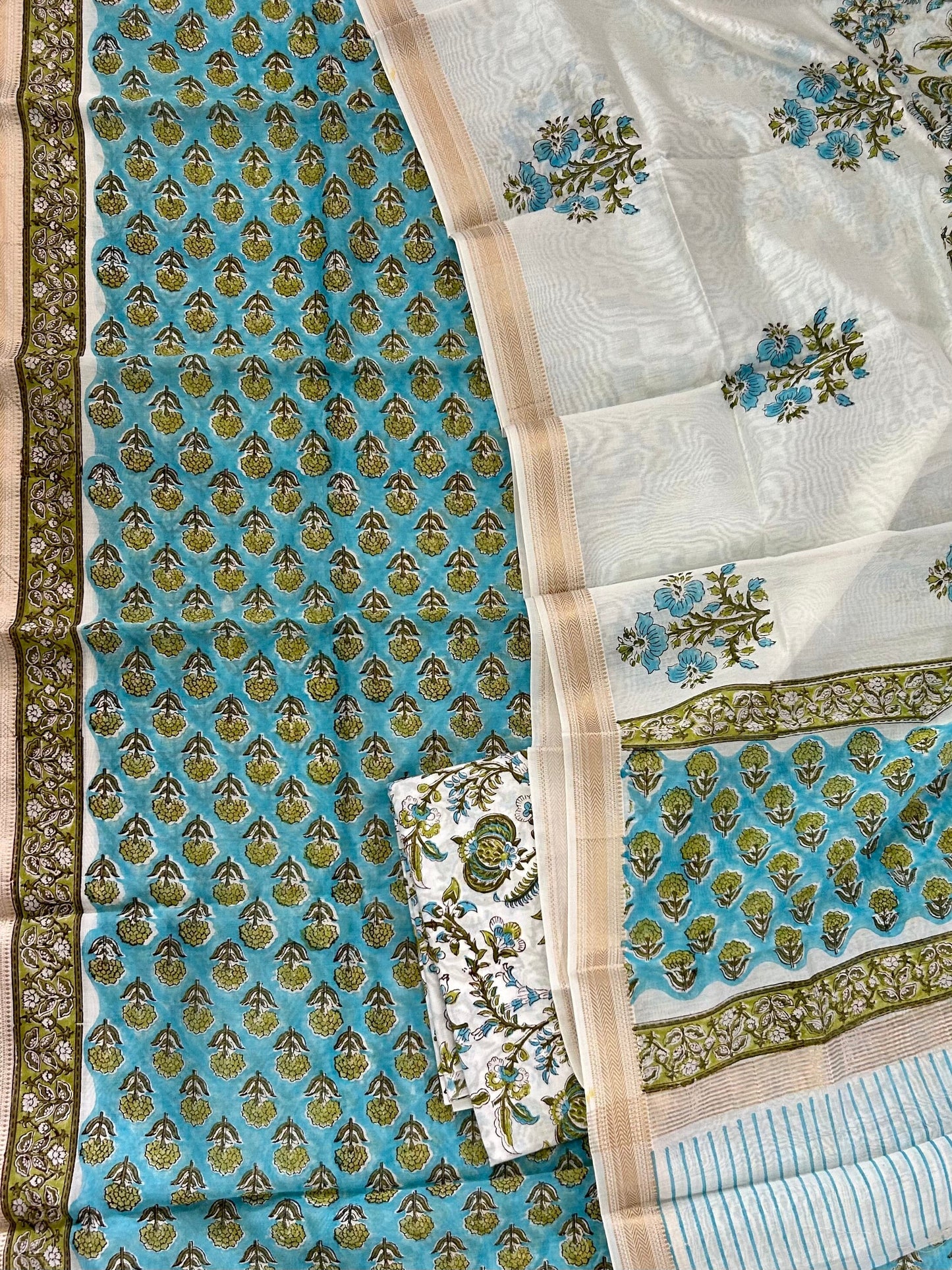 Hand BlockPrint Maheshwari Silk Dress Material