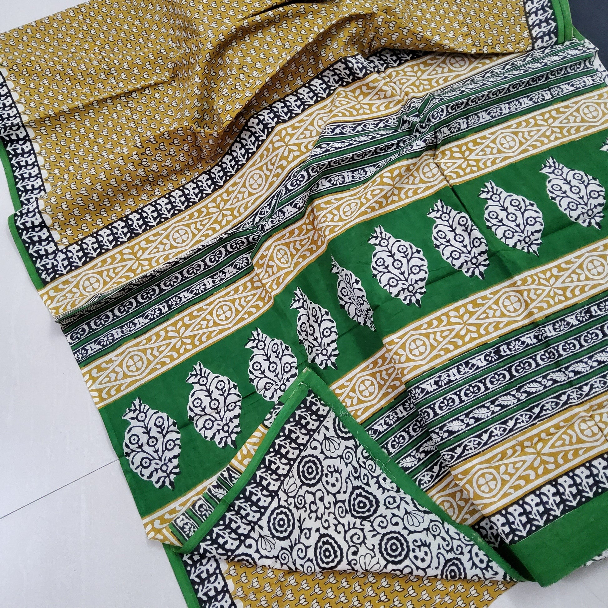 Hand Block Print Soft Cotton Saree with Blouse