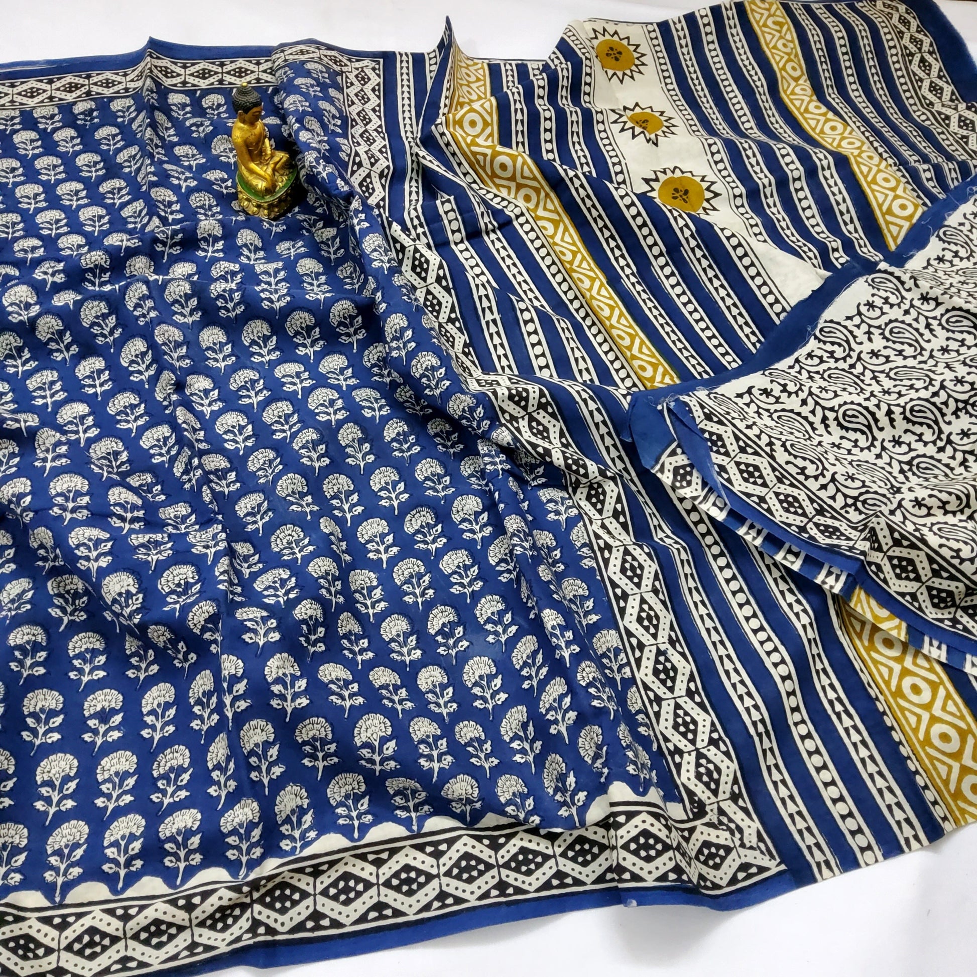 Hand Block Print Soft Cotton Saree with Blouse