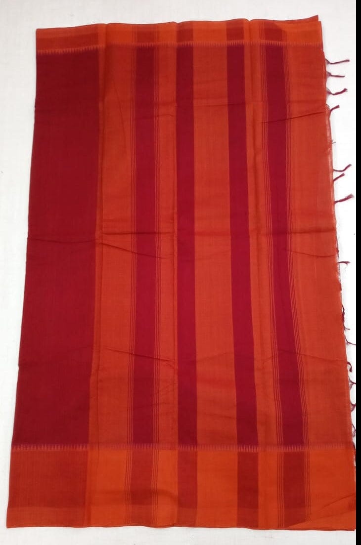 Hand woven Mangalgiri Pure Cotton Thread border Saree with Blouse