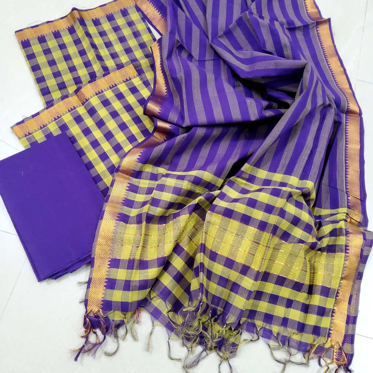 Handloom Mangalagiri Cotton Dress Material