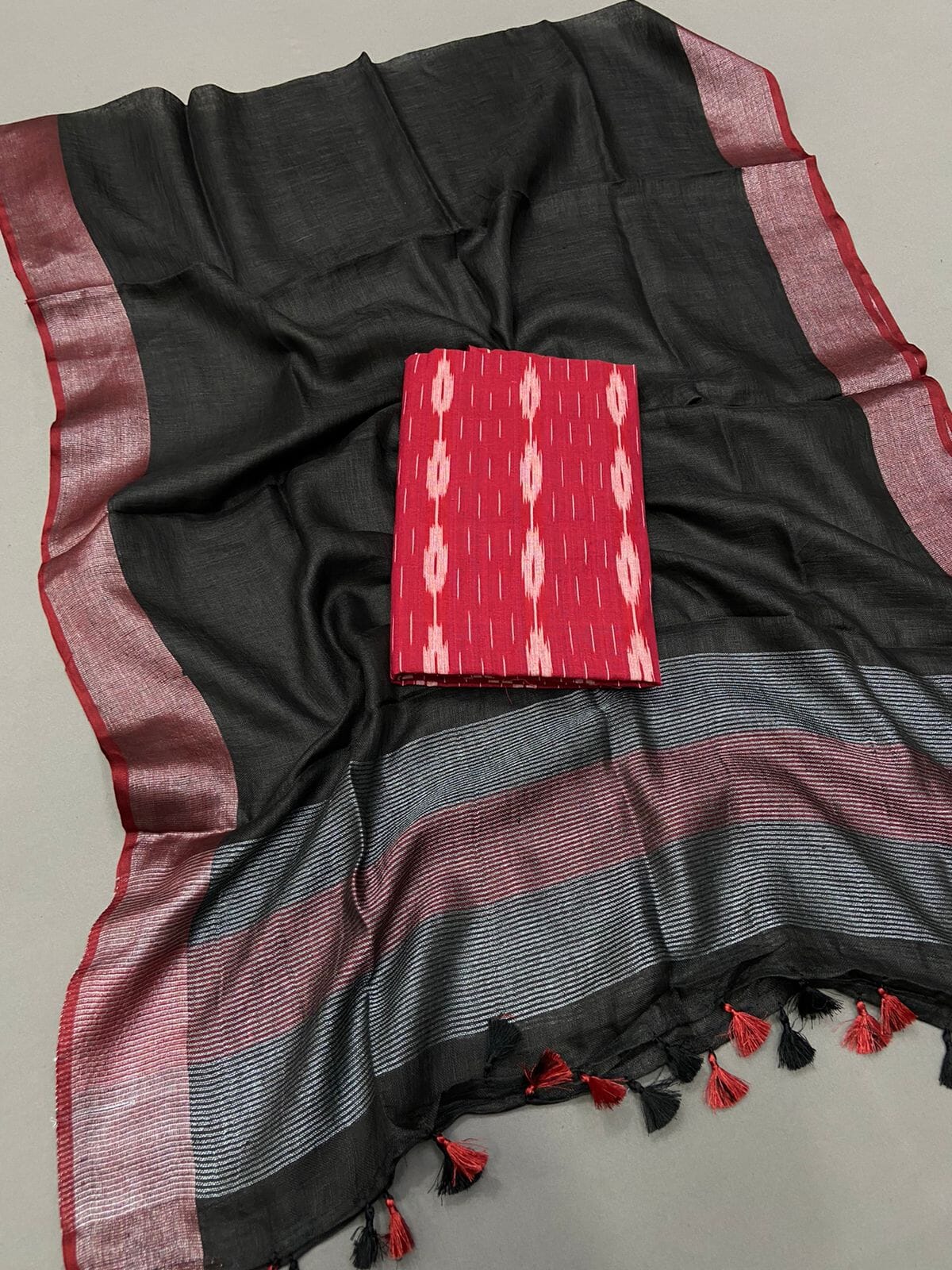 Ikat Linen Top Dupatta Set