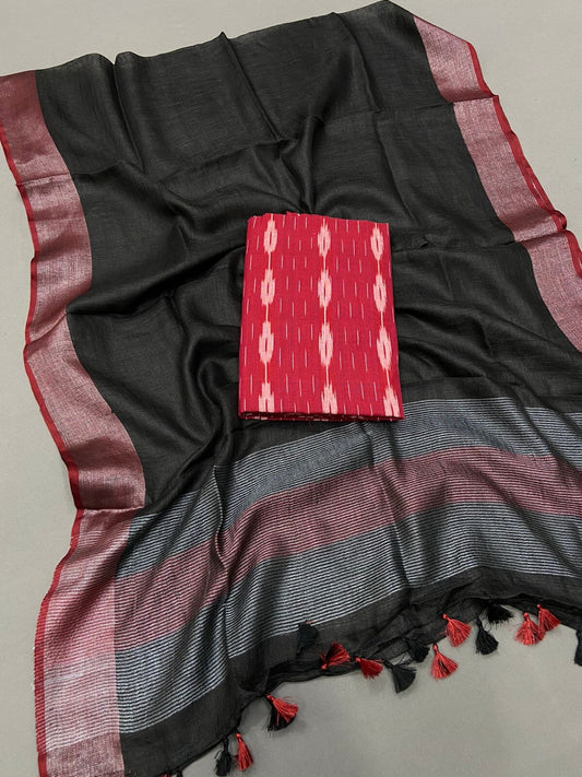 Ikat Linen Top Dupatta Set