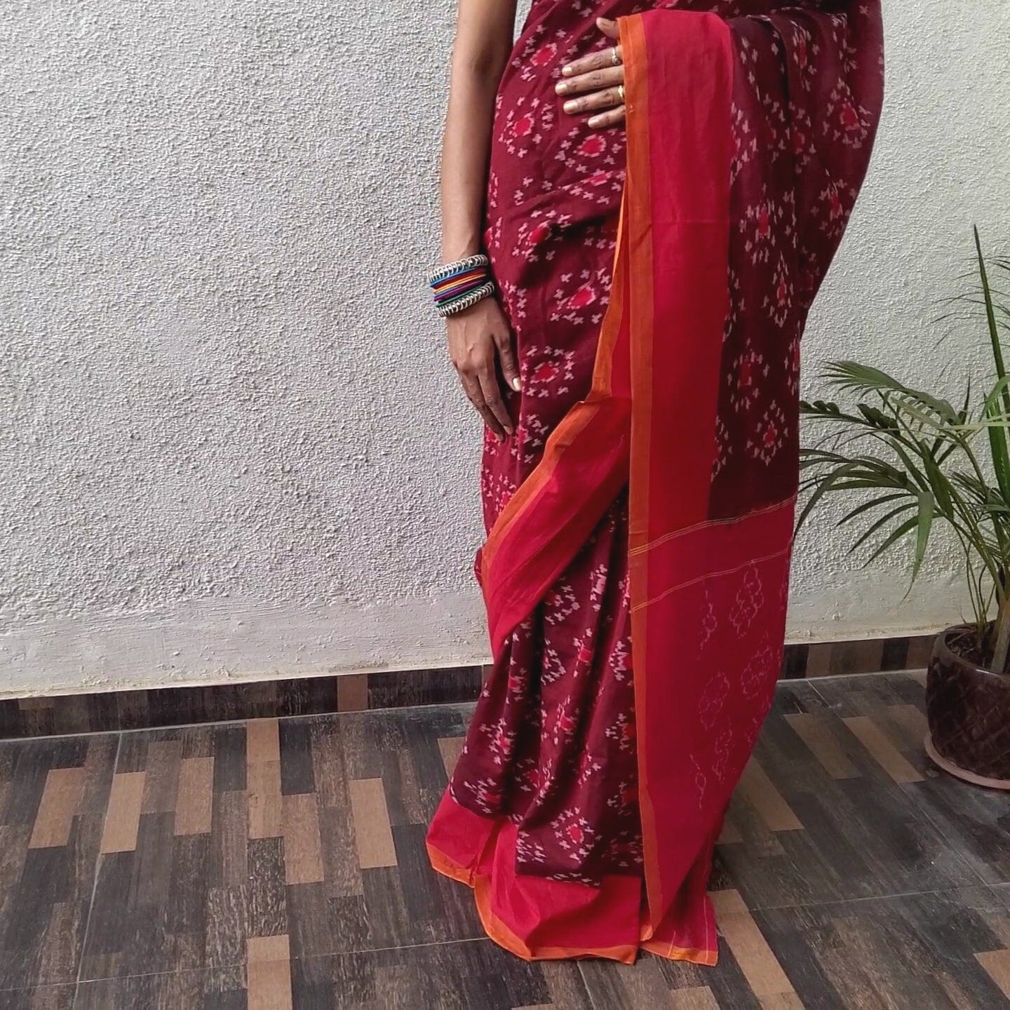 Ikat Hand Woven Handloom Cotton Saree