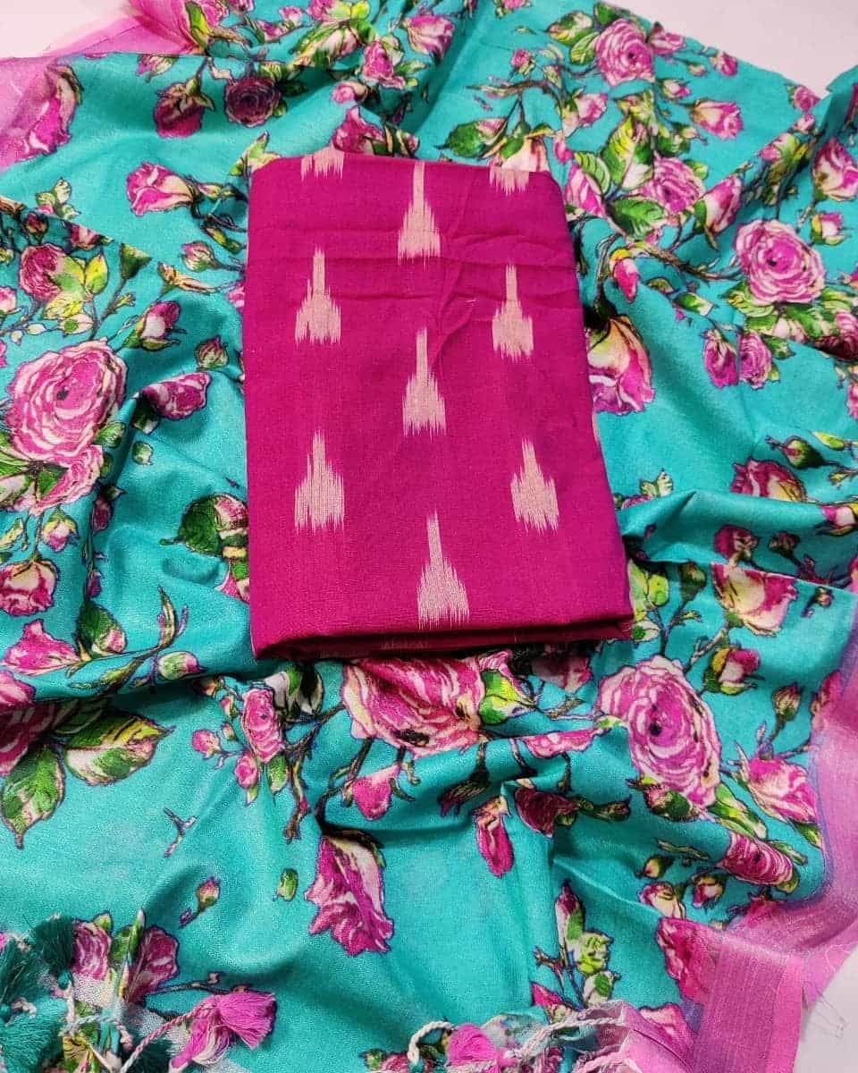 Ikat Top with Linen Dupatta