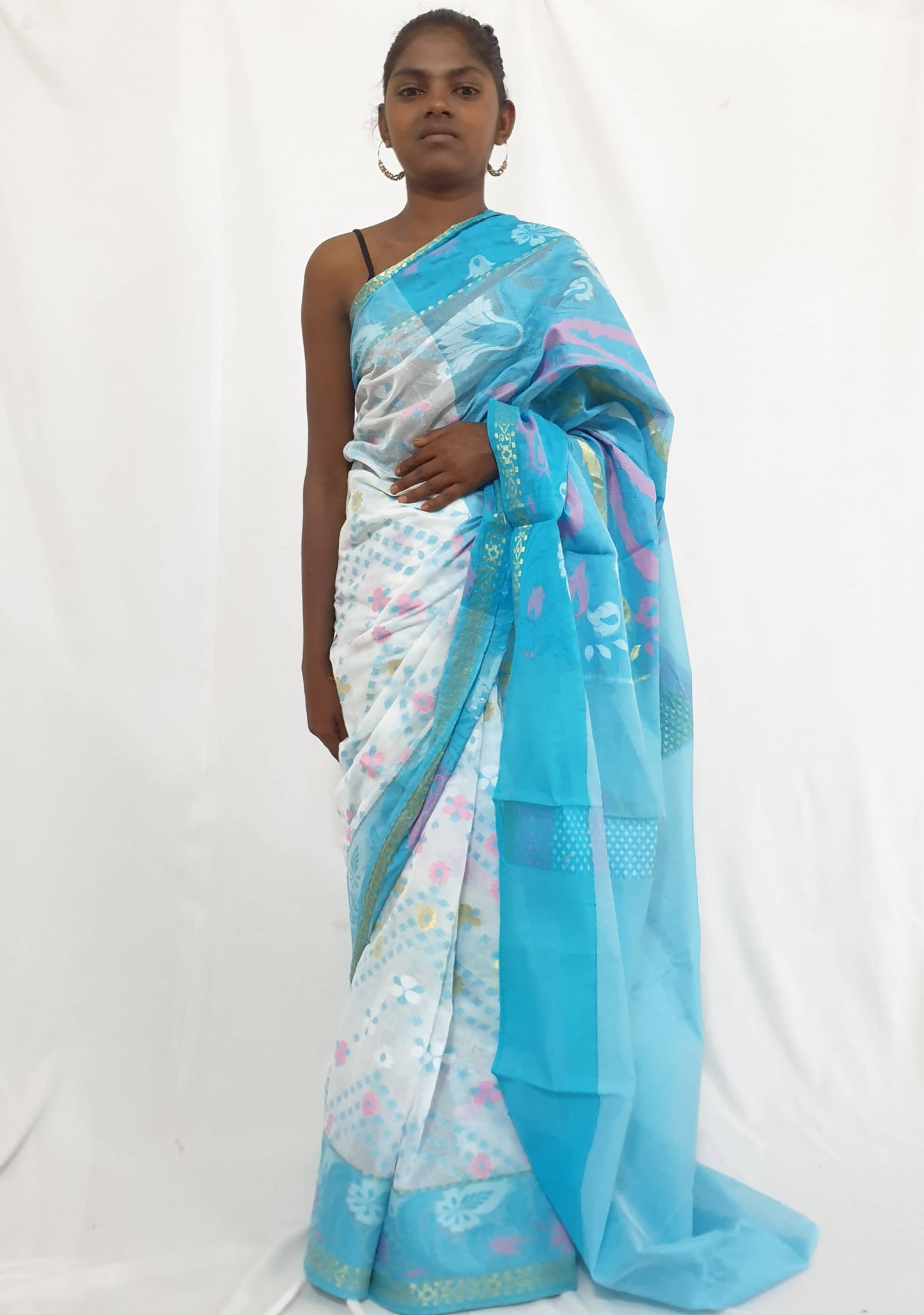 Pure Jamdani Cotton Saree with Blouse