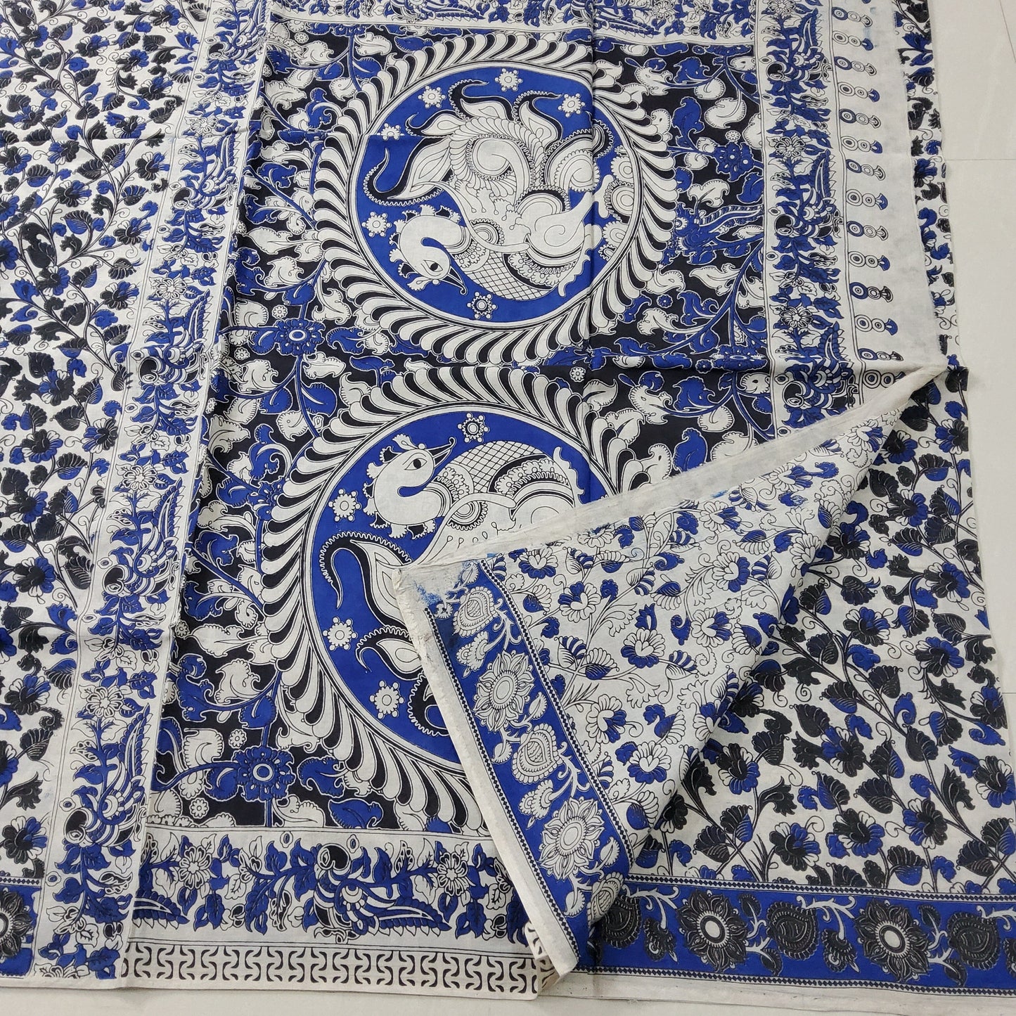 Kalamkari Malmal Cotton Saree with blouse