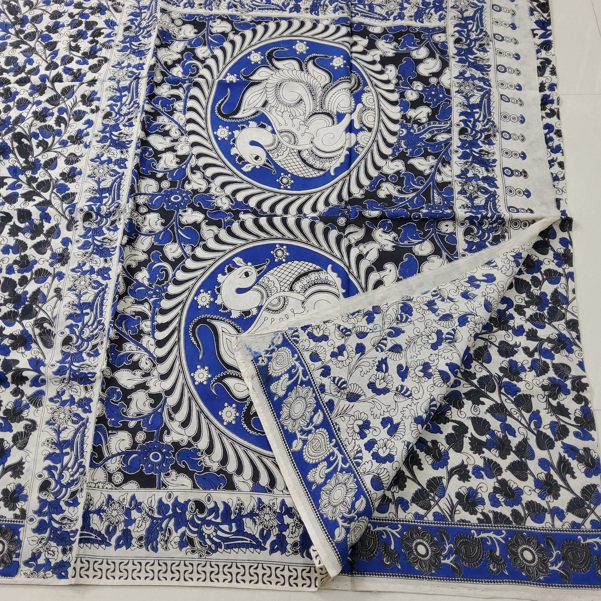 Kalamkari Malmal Cotton Saree with blouse