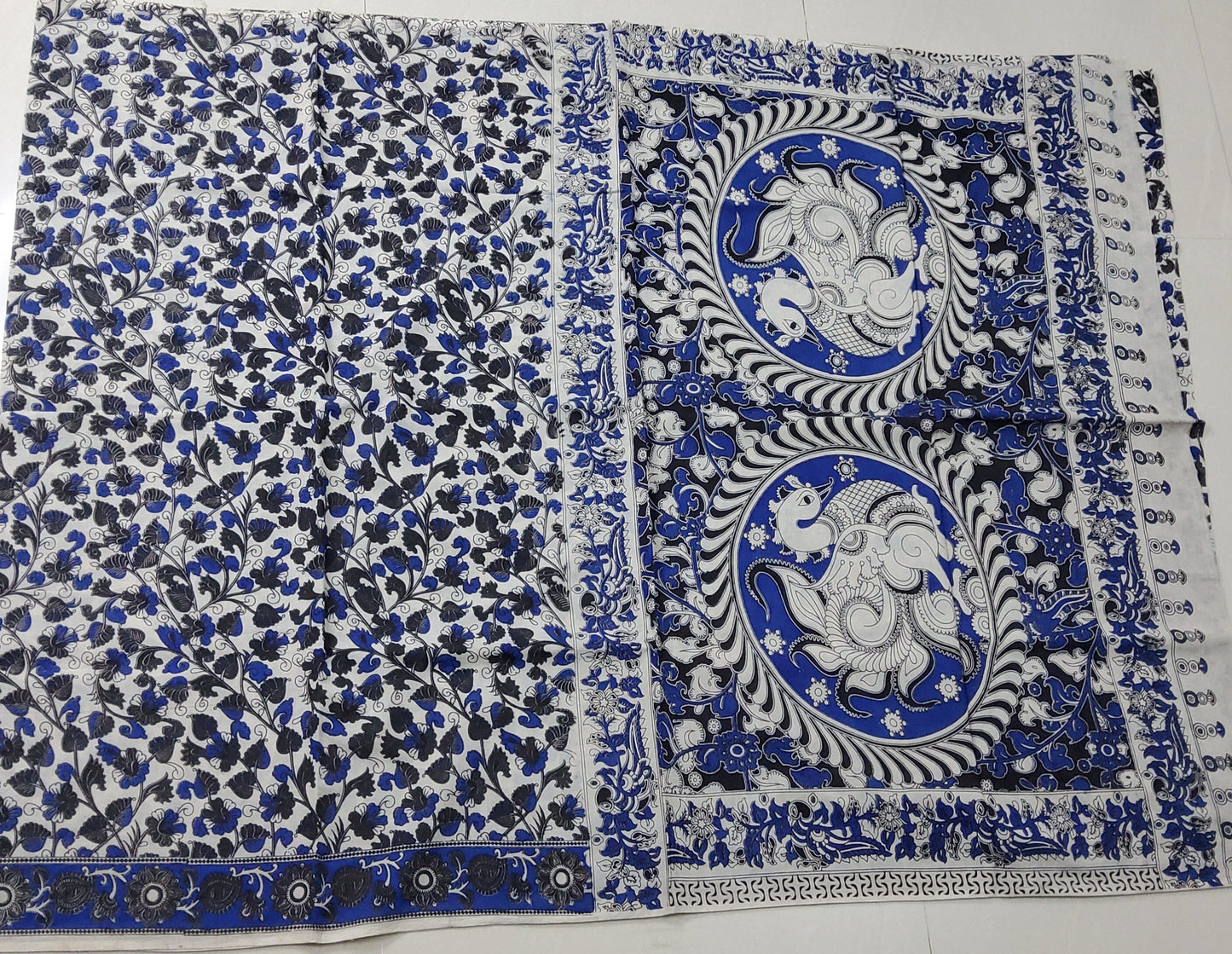 Kalamkari Malmal Cotton Saree with blouse
