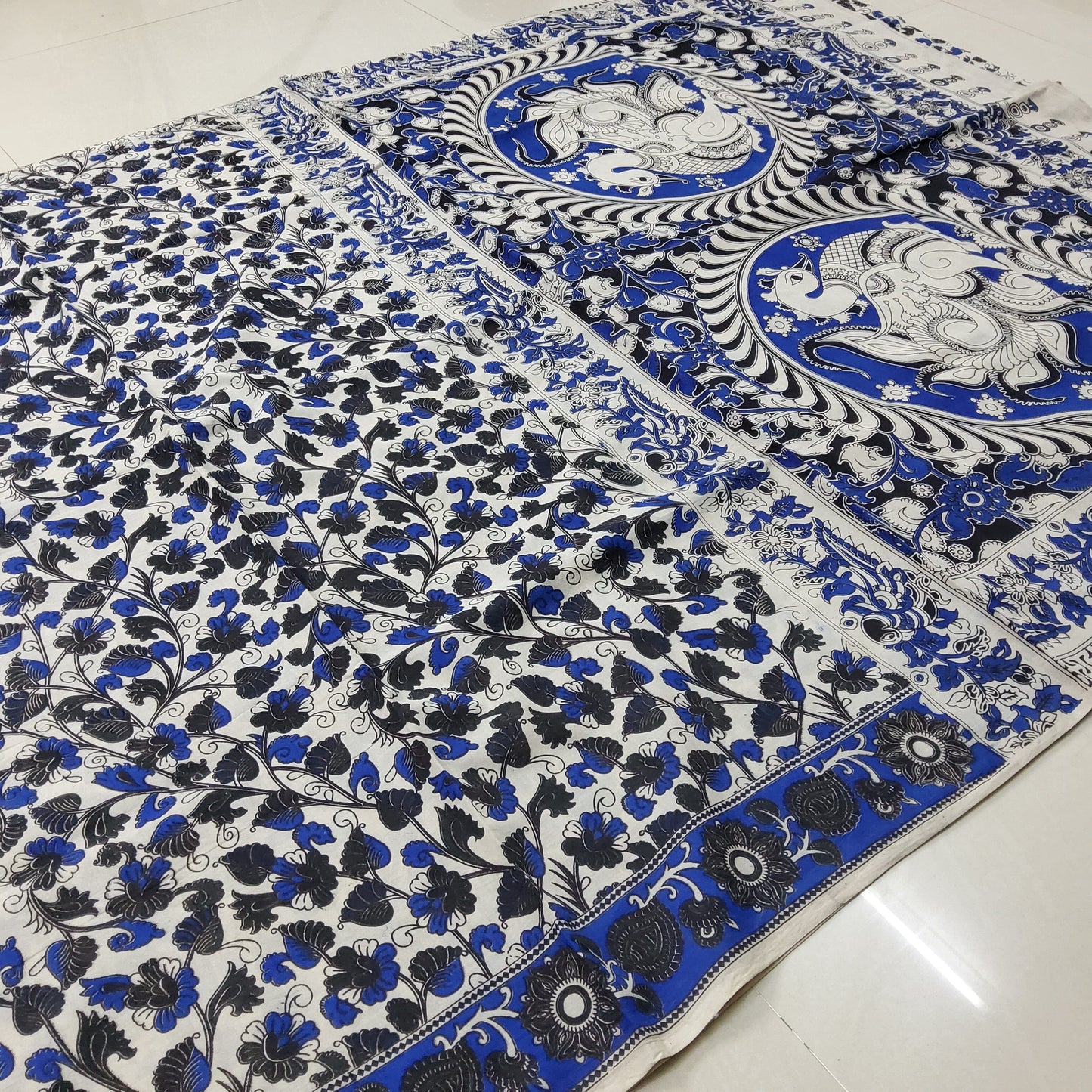 Kalamkari Malmal Cotton Saree with blouse