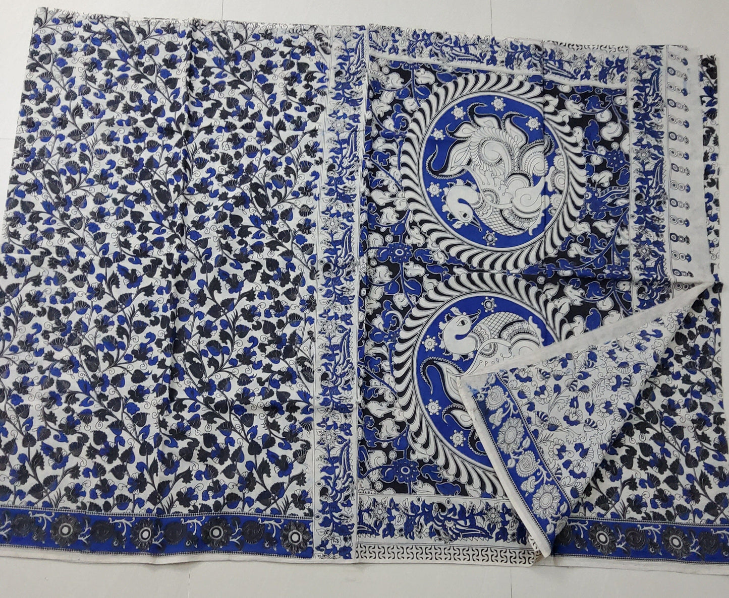 Kalamkari Malmal Cotton Saree with blouse