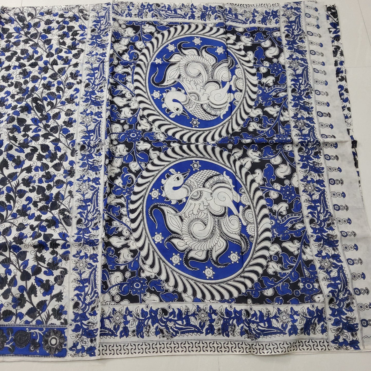 Kalamkari Malmal Cotton Saree with blouse