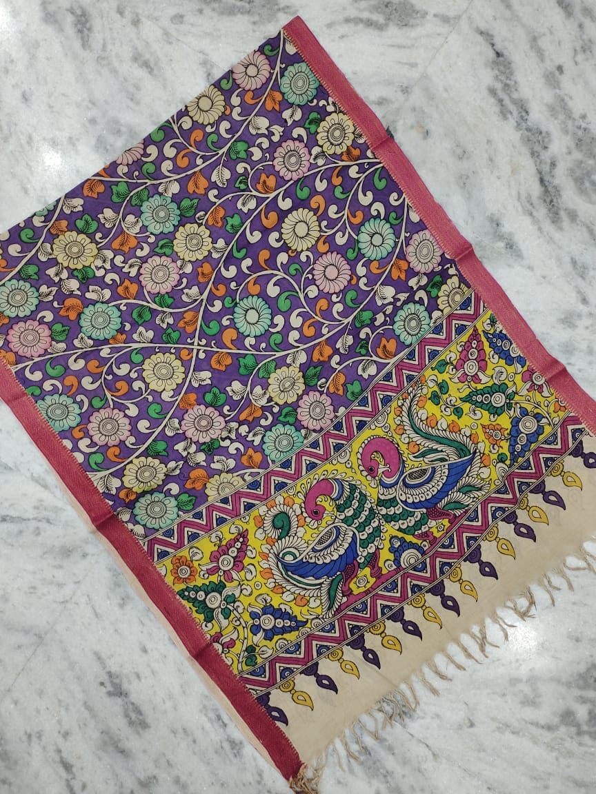 Mangalgiri Cotton Hand Painted KALAMKARI Dupatta