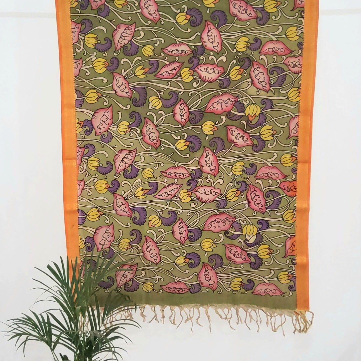 Kalamkari Cotton hand painted Dupatta