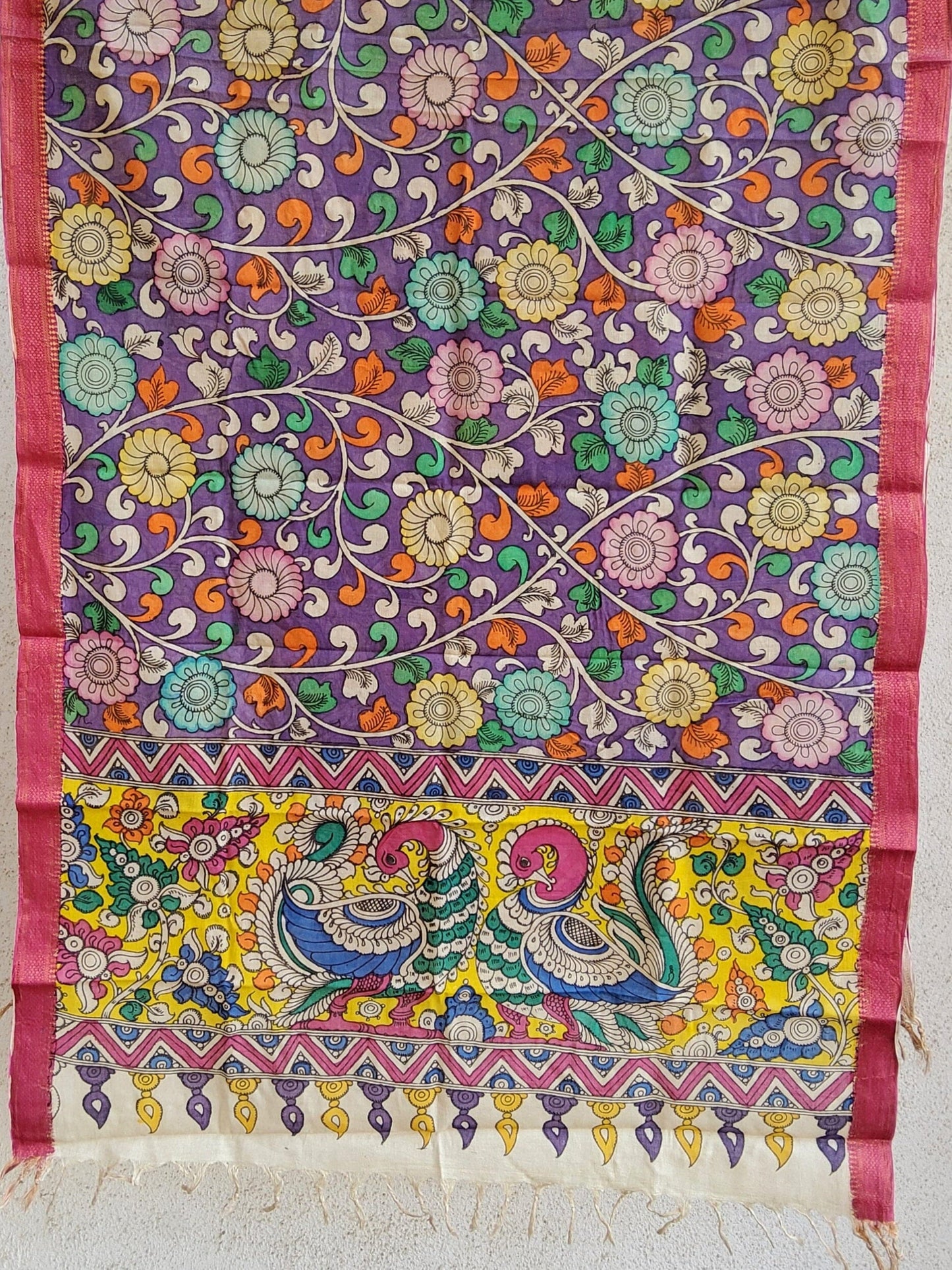Mangalgiri Cotton Hand Painted KALAMKARI Dupatta
