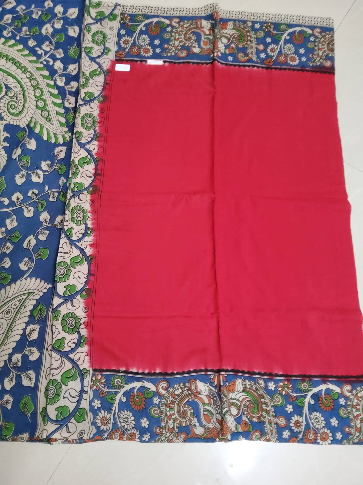 Kalamkari Malmal Cotton Saree with blouse