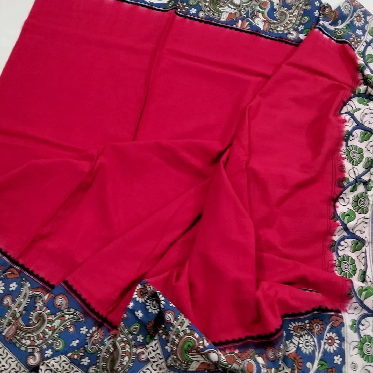 Kalamkari Malmal Cotton Saree with blouse